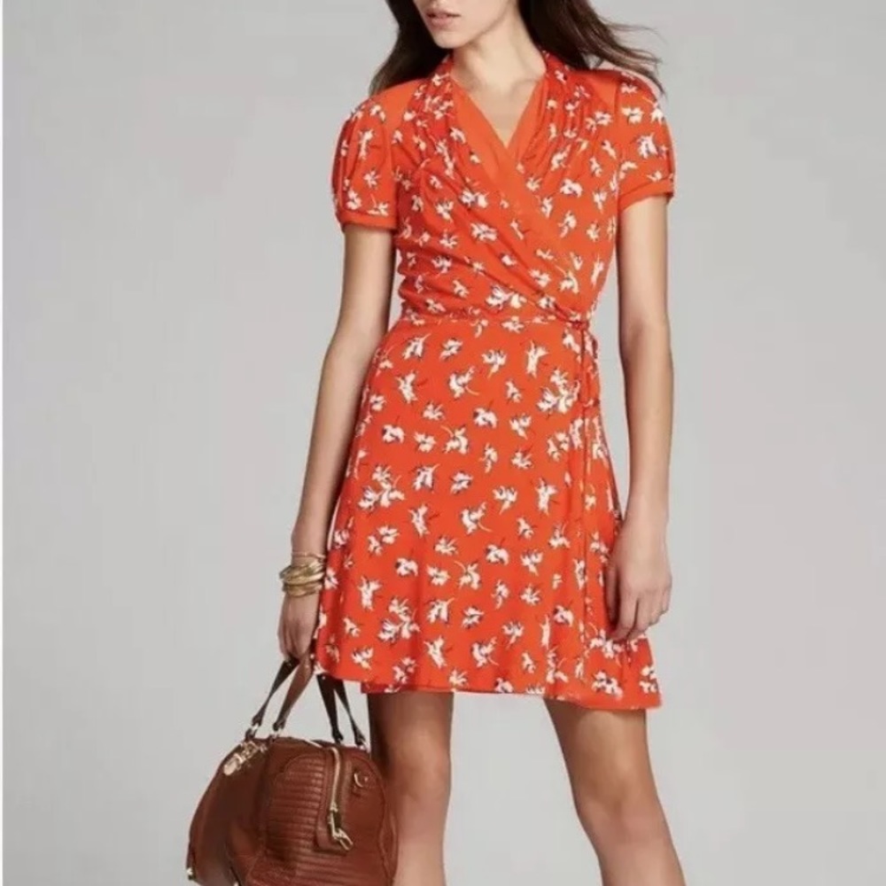 Juicy couture silk floral prairie wrap dress Small